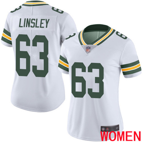 Green Bay Packers Limited White Women #63 Linsley Corey Road Jersey Nike NFL Vapor Untouchable